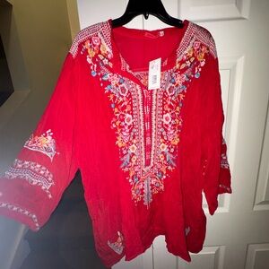 Embroidered Johnny Was Top